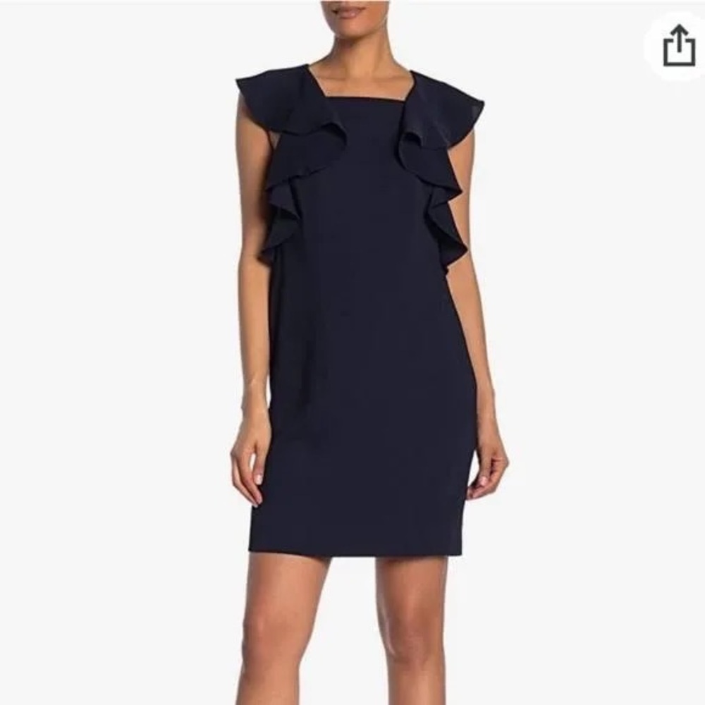 Trina Turk Izumi Navy Ruffle Back Shift Dress Sz 2 NWT